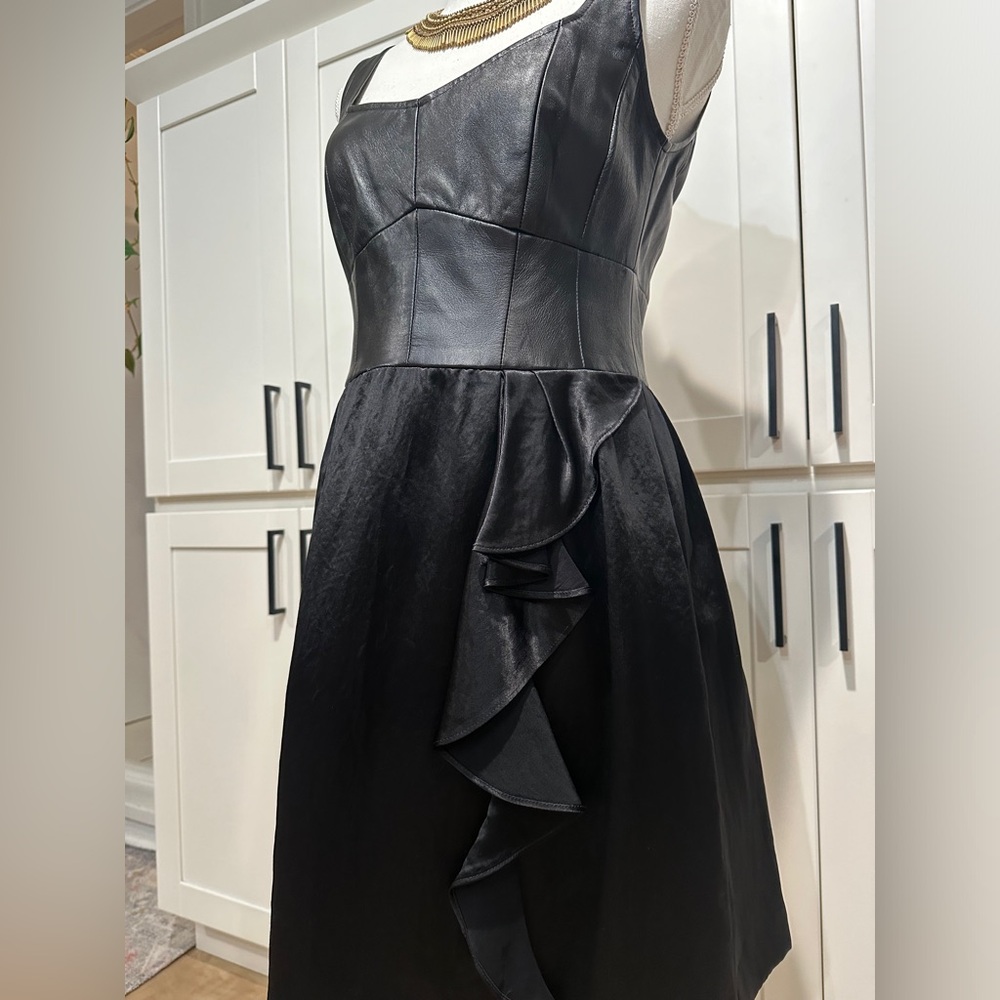 Nanette Lepore Magic Carpet Leather-top dress size 8 mini - Picture 4 of 12